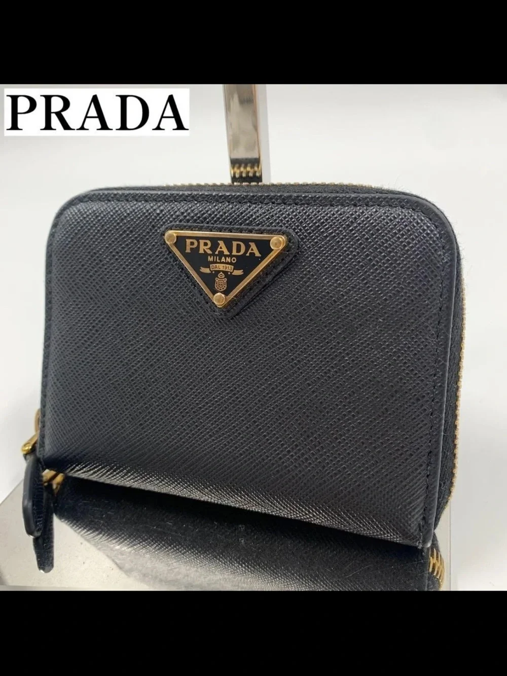 Prada Black Saffiano Leather Zip Wallet
